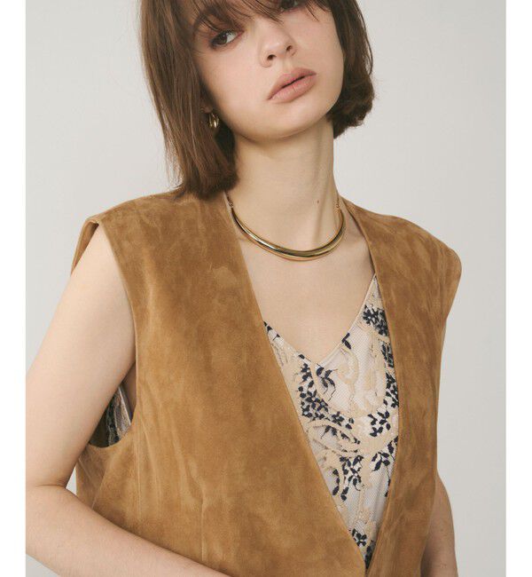  「ルーズスエードジレジャケット」|ノーカラージャケット|