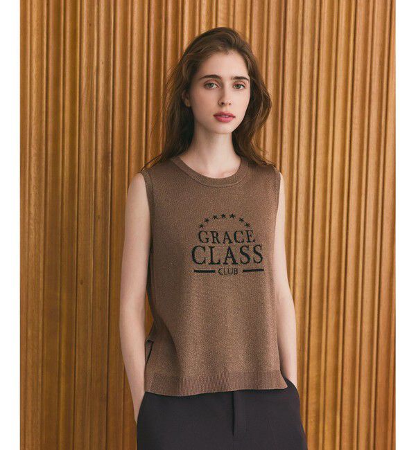 Grace Class「ラメジャガードノースリーブ」|その他|ブラウン