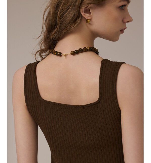 GRACE CONTINENTAL「リブフリルニットトップ」|その他|ブラウン