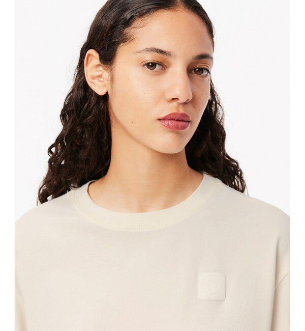 LACOSTE「ヘビーウェイト オーバーサイズ テニスボールパッチウォッシュド半袖Tシャツ」|Tシャツ・カットソー|