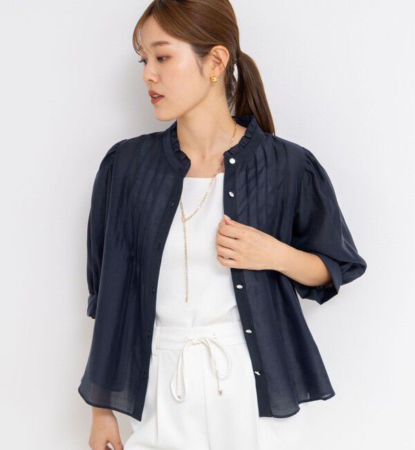 NOLLEY'S「5分袖衿フリルブラウス」|シャツ・ブラウス|