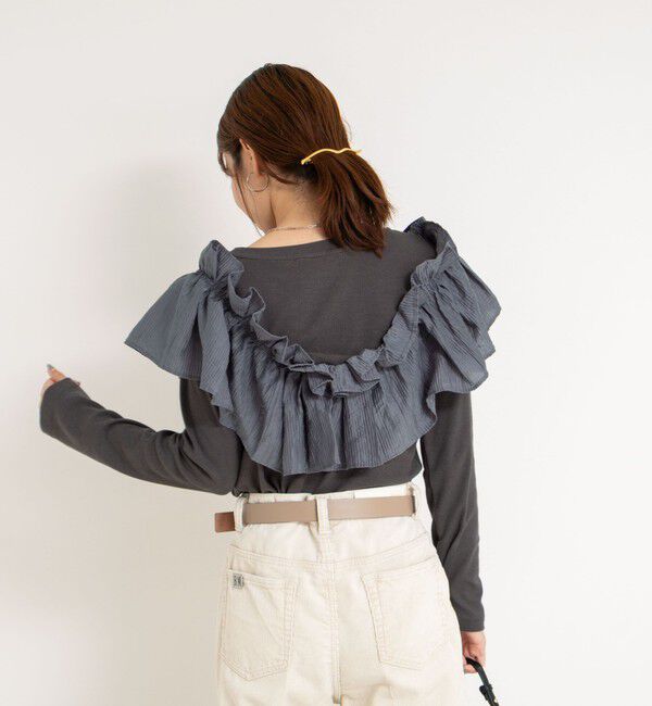 Rie Miller「3WAYリブフリルロンT」|Tシャツ・カットソー|