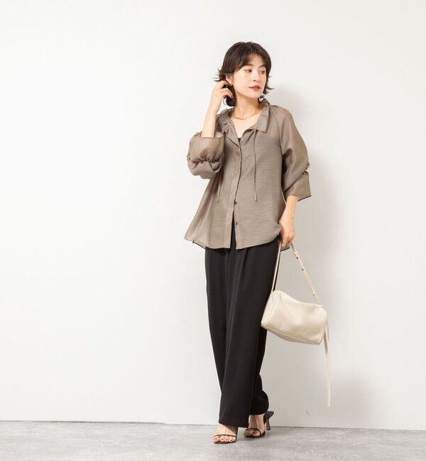 NOLLEY'S sophi「《セットアップ対応》ウォッシャブルダブルクロスサテンイージーワイドパンツ」|その他|