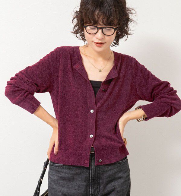 Rie Miller「《手洗い可能》《アンサンブル対応》モールヤーンクルーネックカーディガン」|カーディガン|