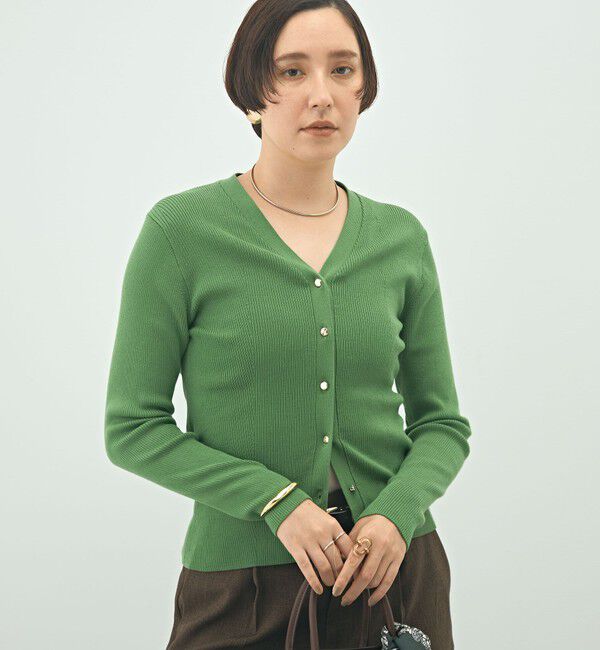 NOLLEY'S「《手洗い可能》リブ斜め柄Vネックカーディガン」|カーディガン|