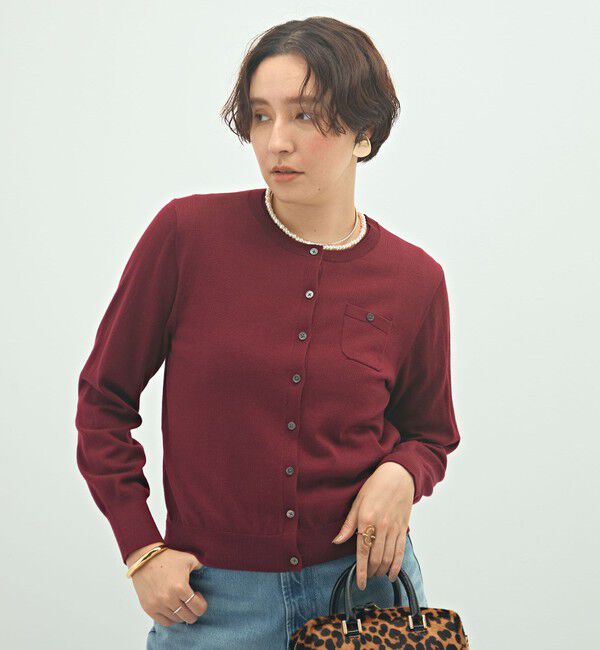 NOLLEY'S sophi「《アンサンブル対応》《手洗い可能》ウール100クルーネックカーディガン」|カーディガン|ボルドー