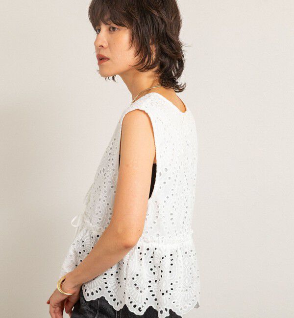 MAQWEL「【MAQWEL/マクウェル】《セットアップ対応》ウォッシャブルエンブロイダリーレースベスト」|ベスト・ジレ|
