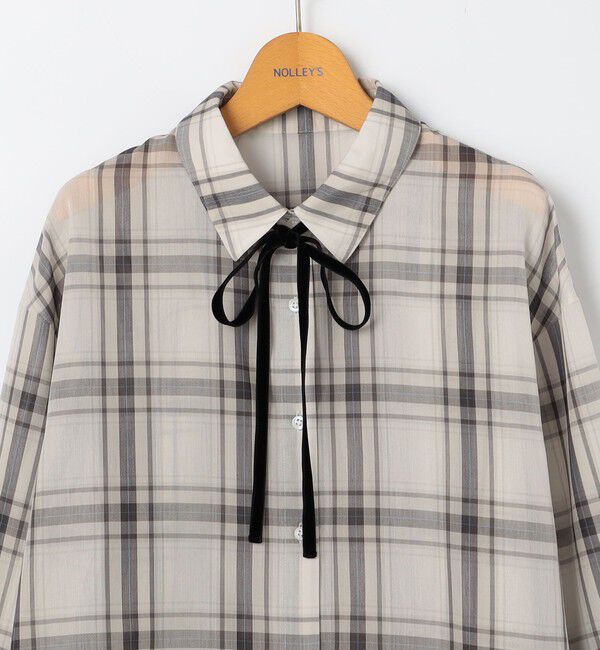 NOLLEY'S「ウォッシャブルリボン付きチェックシャツ」|シャツ・ブラウス|