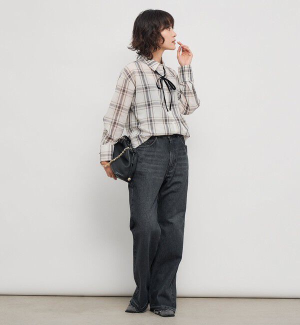 NOLLEY'S「ウォッシャブルリボン付きチェックシャツ」|シャツ・ブラウス|