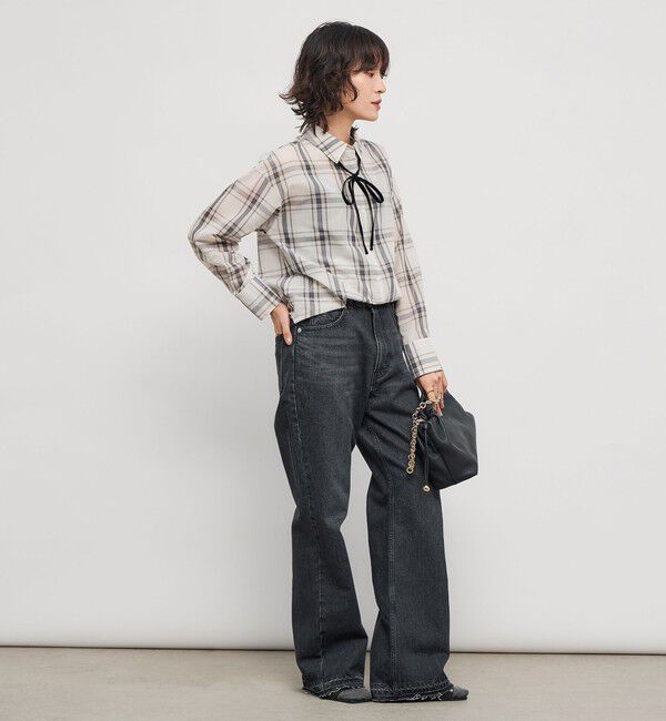 NOLLEY'S「ウォッシャブルリボン付きチェックシャツ」|シャツ・ブラウス|