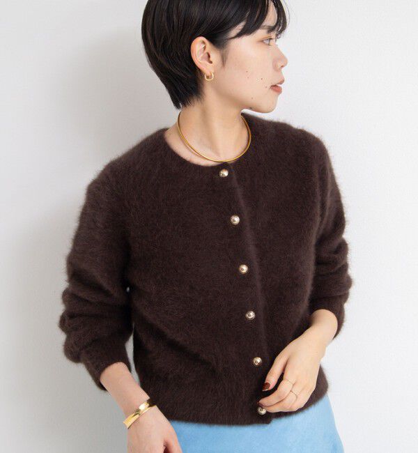 NOLLEY'S sophi「ヘアリーメタル釦クルーネックカーディガン」|カーディガン|