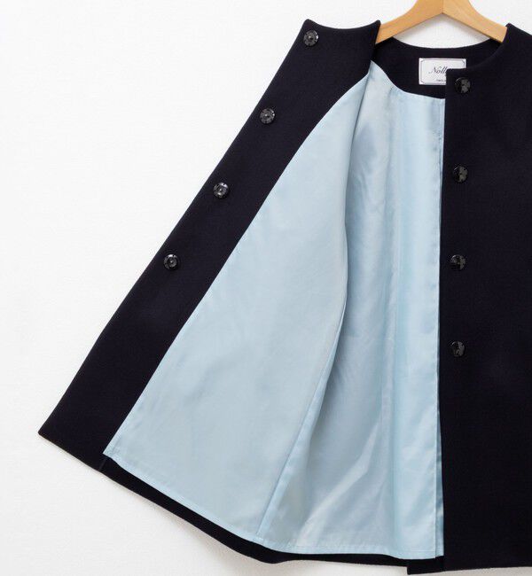 NOLLEY'S「ブローチ付きAラインノーカラーコート」|ノーカラーコート|