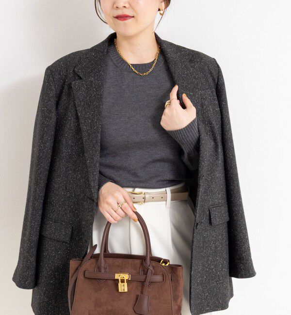 NOLLEY'S sophi「【MARILYN MOON/マリリーンムーン】14G wool modern sleeve top」|ニット・セーター|チャコールグレー