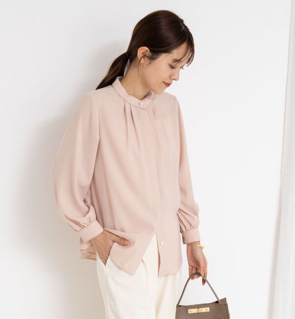 NOLLEY'S sophi「ウォッシャブルバックサテンパール釦タックブラウス」|シャツ・ブラウス|