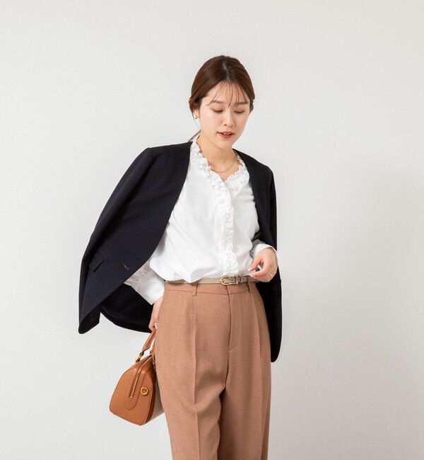 NOLLEY'S「ウォッシャブルフロントフリルVネックブラウス」|シャツ・ブラウス|