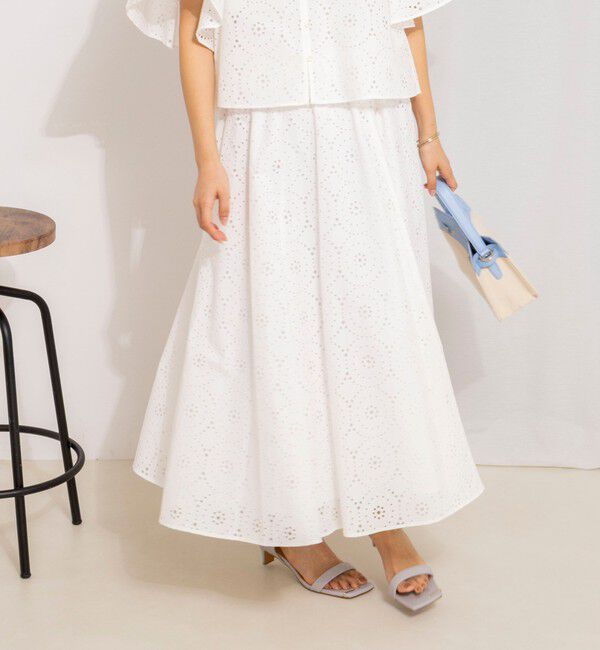 NOLLEY'S「《セットアップ対応》ウォッシャブルレースフレアスカート」|フレア|ホワイト
