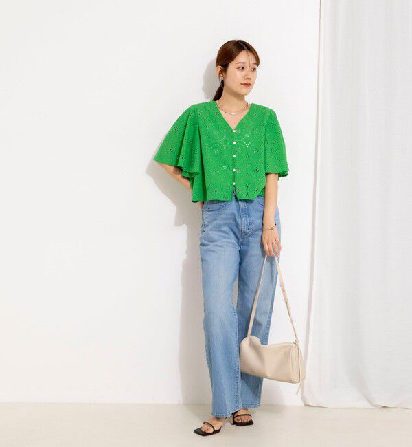 NOLLEY'S「《セットアップ対応》ウォッシャブルフレアスリーブレースブラウス」|シャツ・ブラウス|