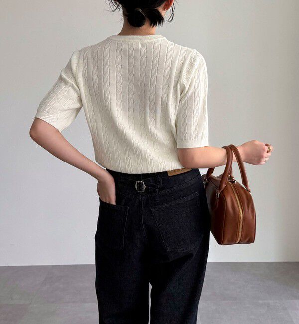 fredy emue「FR刺繍ケーブル柄半袖カーディガン」|カーディガン|