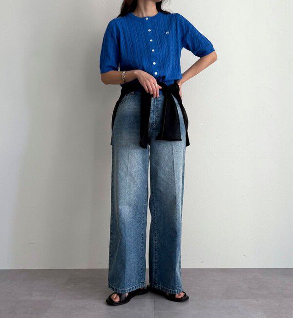 fredy emue「FR刺繍ケーブル柄半袖カーディガン」|カーディガン|