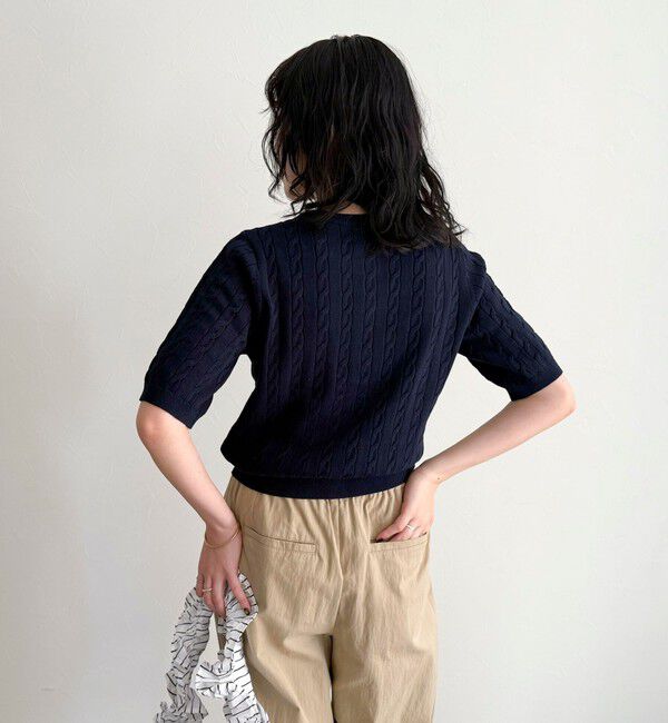 fredy emue「FR刺繍ケーブル柄半袖カーディガン」|カーディガン|