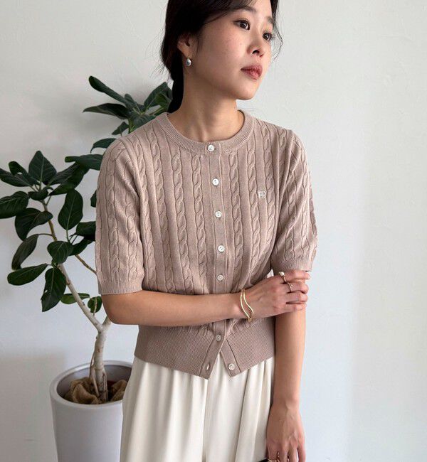 fredy emue「FR刺繍ケーブル柄半袖カーディガン」|カーディガン|
