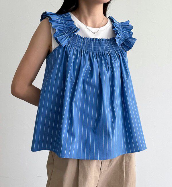 fredy emue「マルチウェイストライプノースリーブブラウス」|シャツ・ブラウス|