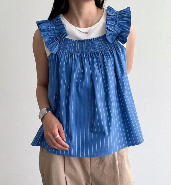 fredy emue「マルチウェイストライプノースリーブブラウス」|シャツ・ブラウス|