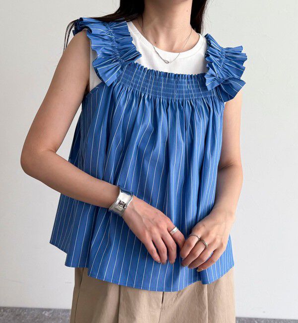 fredy emue「マルチウェイストライプノースリーブブラウス」|シャツ・ブラウス|