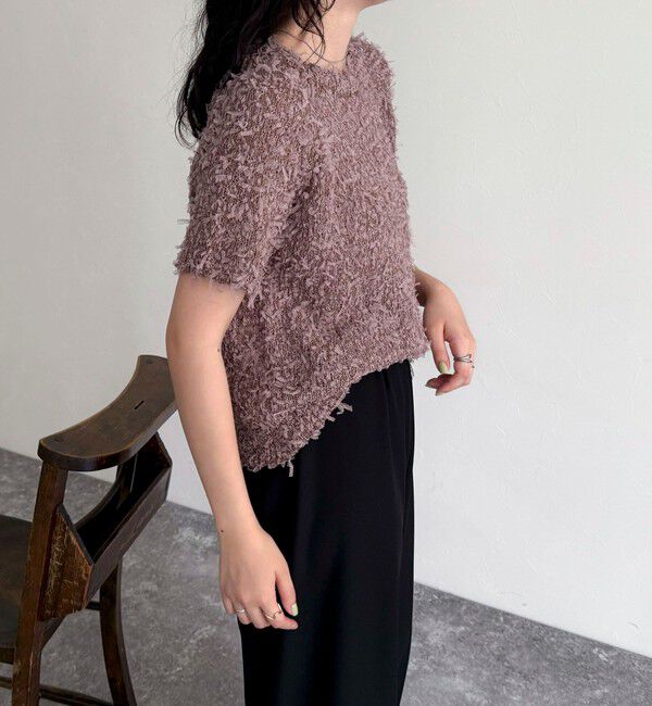 fredy emue「チュールテープ半袖ニットプルオーバー」|ニット・セーター|
