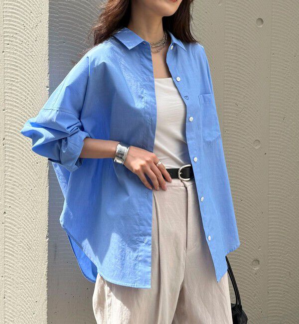 fredy emue「汗染み軽減加工COTTONオーバーシャツ」|シャツ・ブラウス|サックス