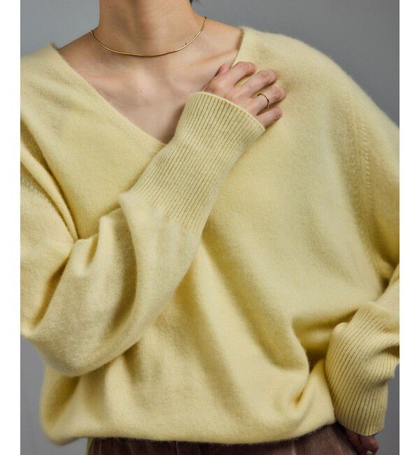 SALON adam et rope'「カシミヤVネックプルオーバー」|ニット・セーター|イエロー系(81)