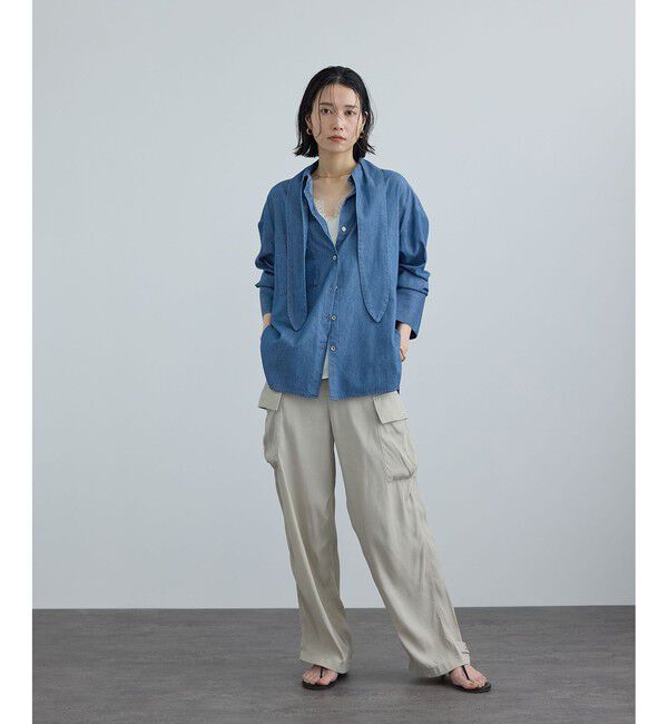 SALON adam et rope'「【WEB限定】フラールボウタイデニムブラウス」|シャツ・ブラウス|