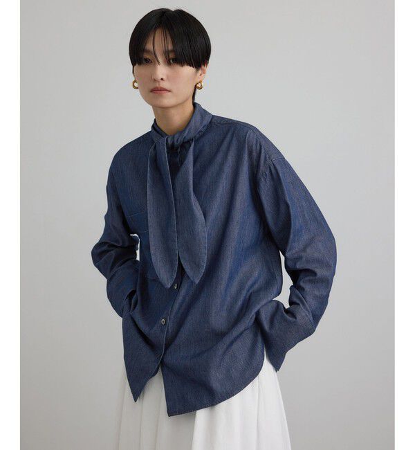 SALON adam et rope'「【WEB限定】フラールボウタイデニムブラウス」|シャツ・ブラウス|
