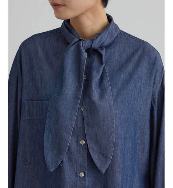 SALON adam et rope'「【WEB限定】フラールボウタイデニムブラウス」|シャツ・ブラウス|