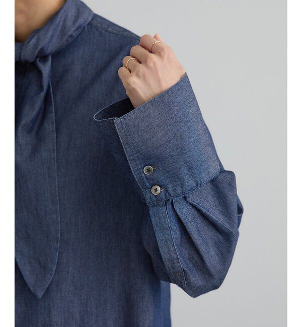 SALON adam et rope'「【WEB限定】フラールボウタイデニムブラウス」|シャツ・ブラウス|
