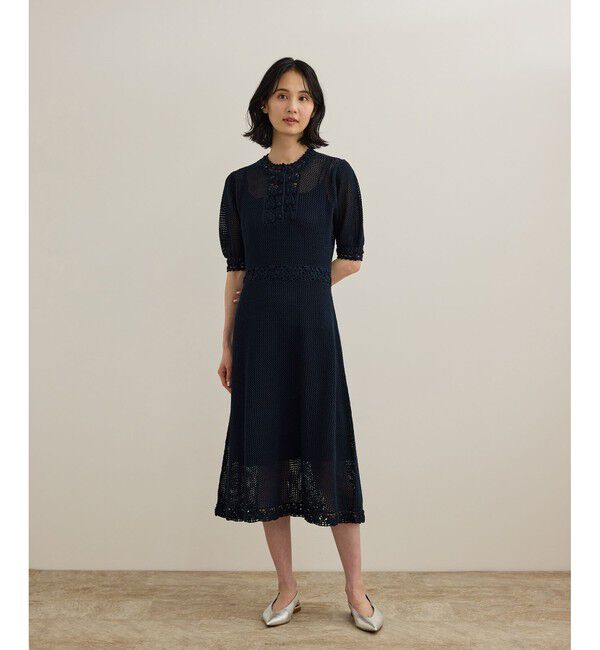 ROPE「クロシェニットワンピース/洗える」|ワンピース|