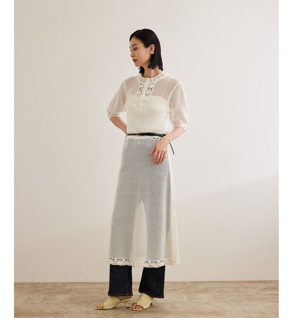 ROPE「クロシェニットワンピース/洗える」|ワンピース|