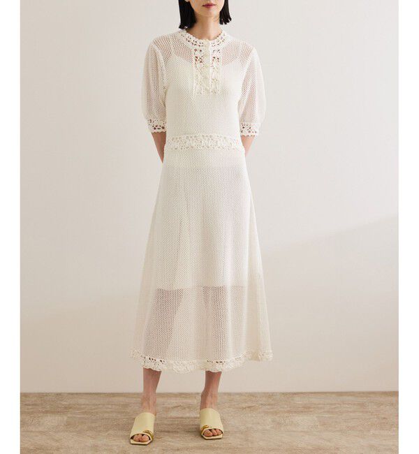 ROPE「クロシェニットワンピース/洗える」|ワンピース|