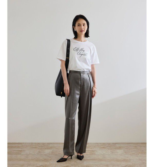 ROPE「【WEB・一部店舗限定】ブライトハンマーサテンテーパードパンツ/洗える」|チノ|