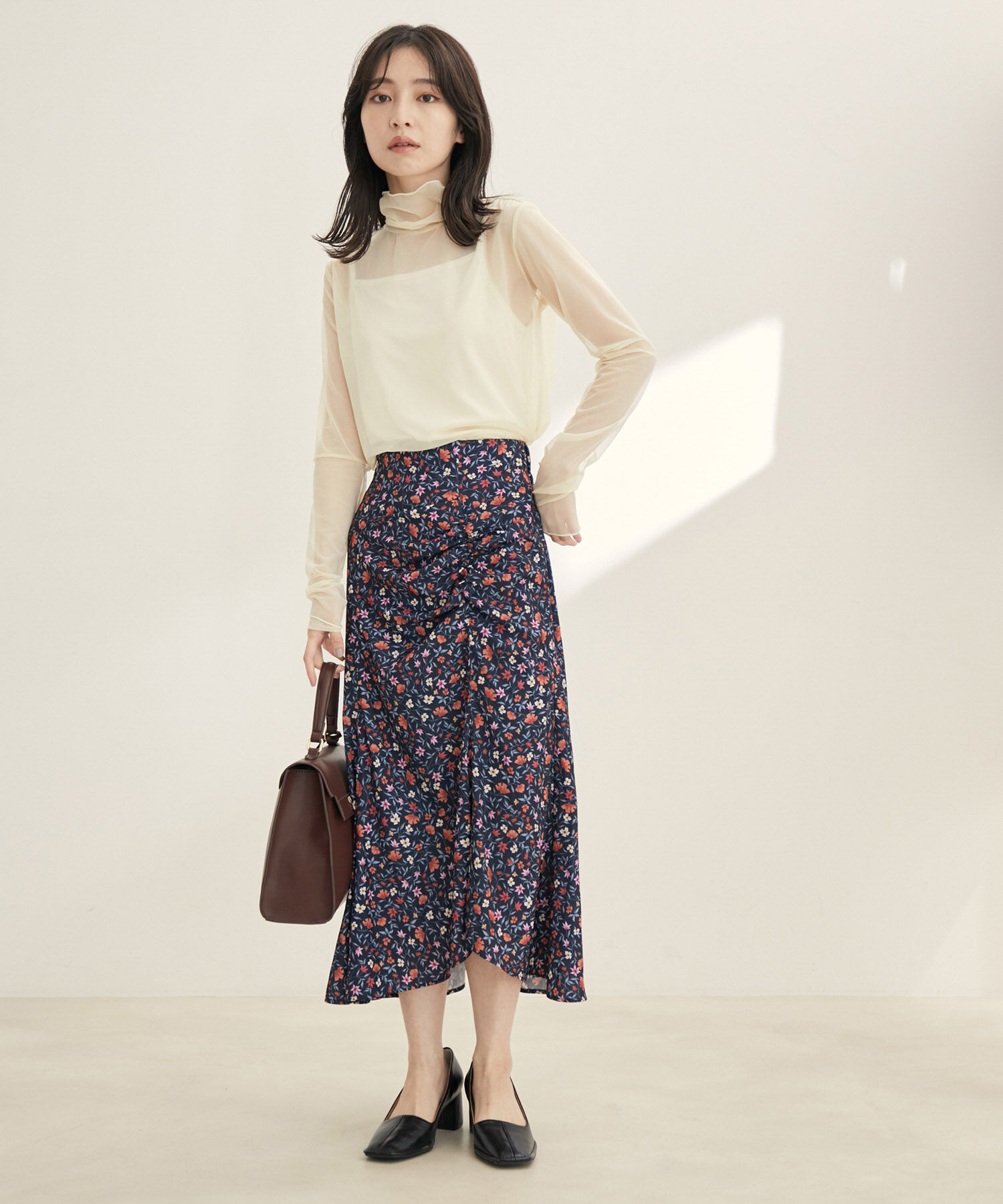 VIS「【程よい透け感】チェック＆花柄＆無地シアーインナー」|Tシャツ・カットソー|