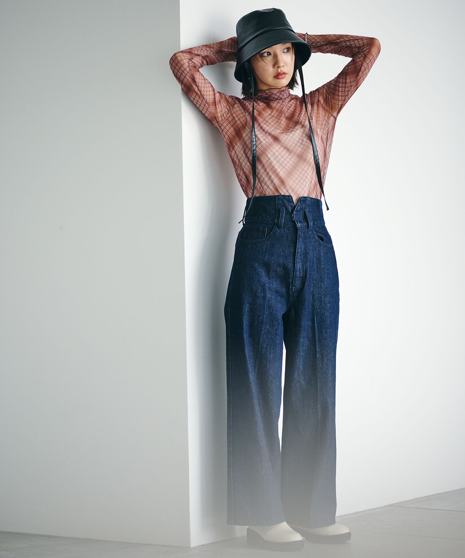 VIS「【程よい透け感】チェック＆花柄＆無地シアーインナー」|Tシャツ・カットソー|