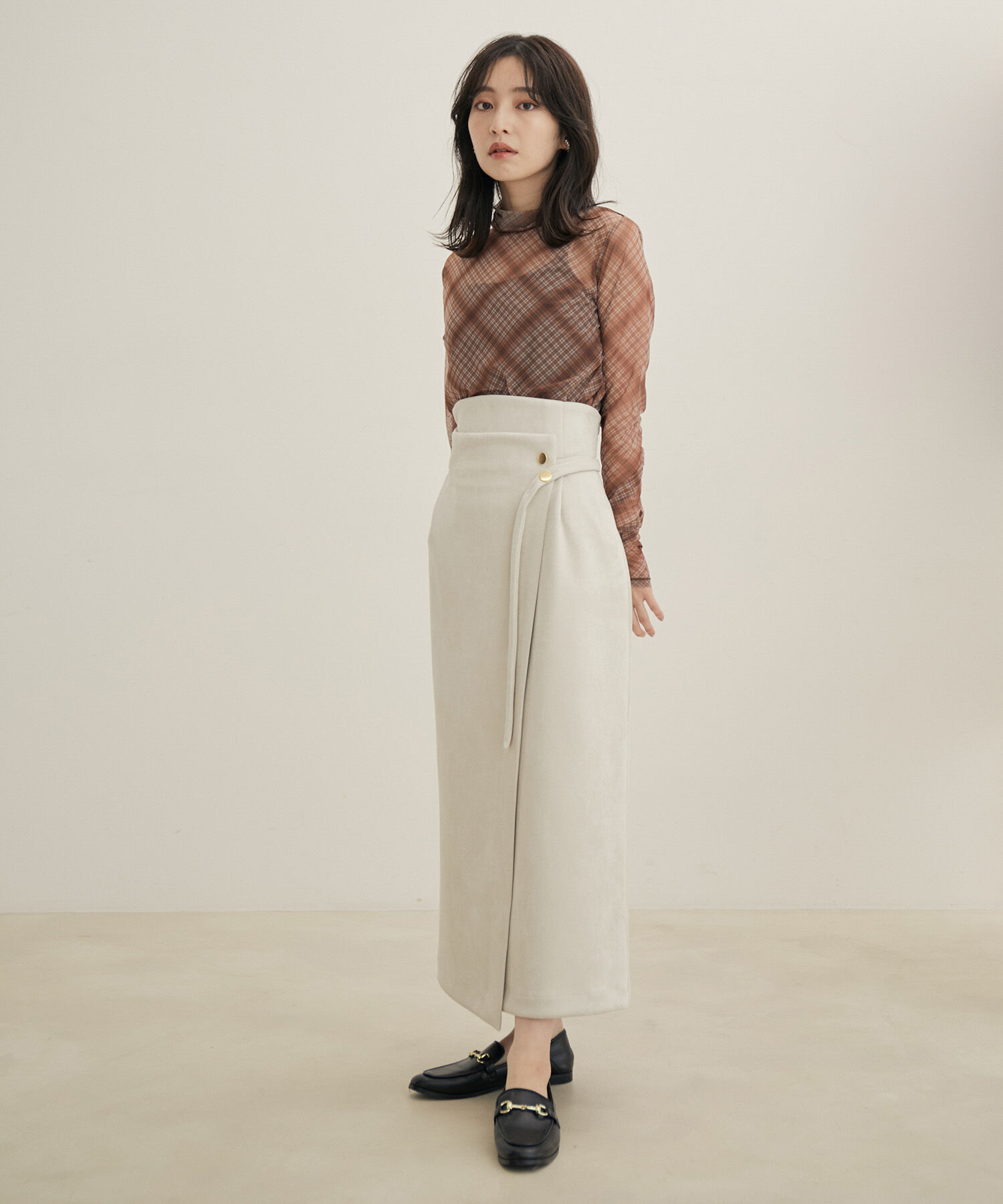 VIS「【程よい透け感】チェック＆花柄＆無地シアーインナー」|Tシャツ・カットソー|