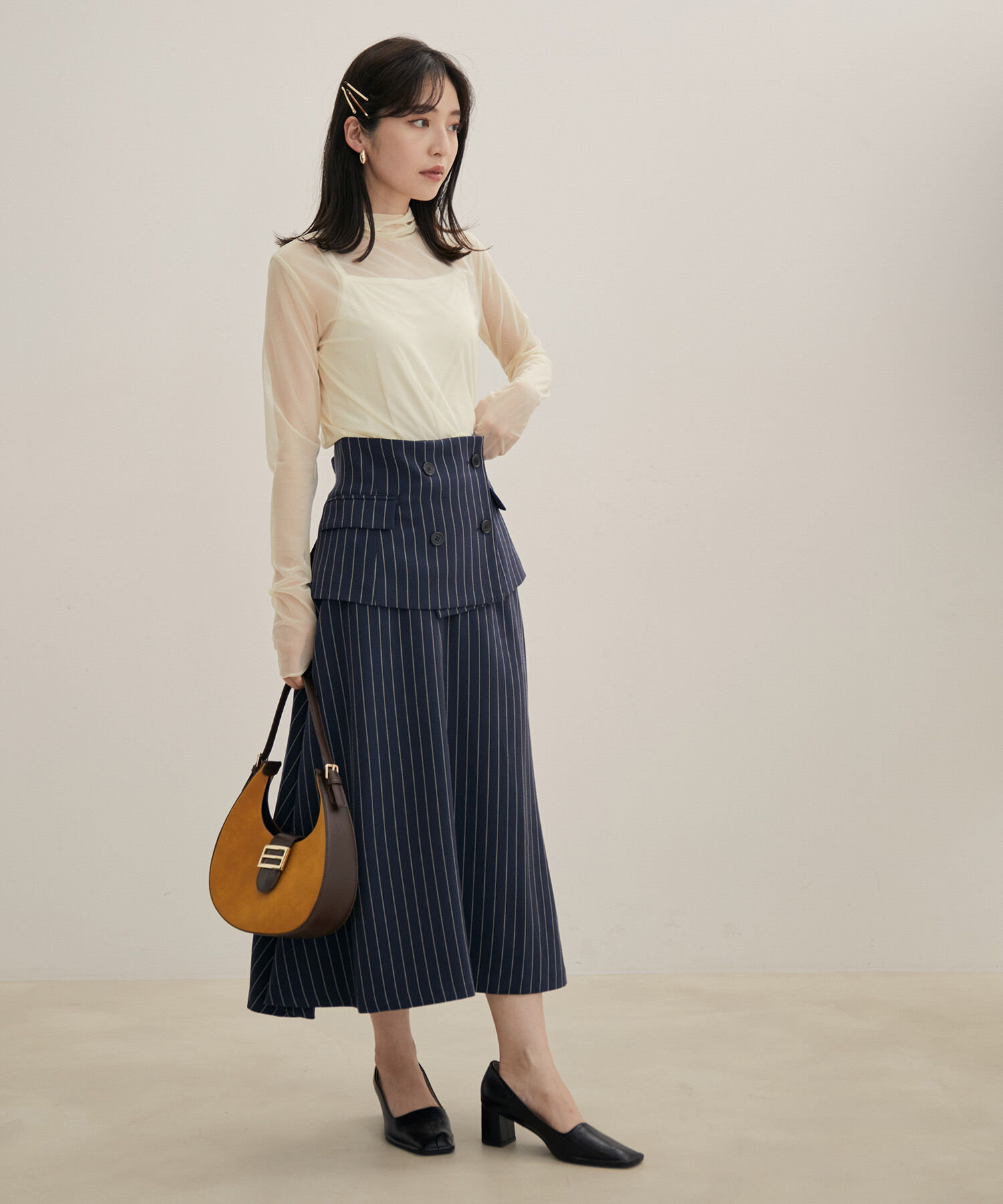 VIS「【程よい透け感】チェック＆花柄＆無地シアーインナー」|Tシャツ・カットソー|