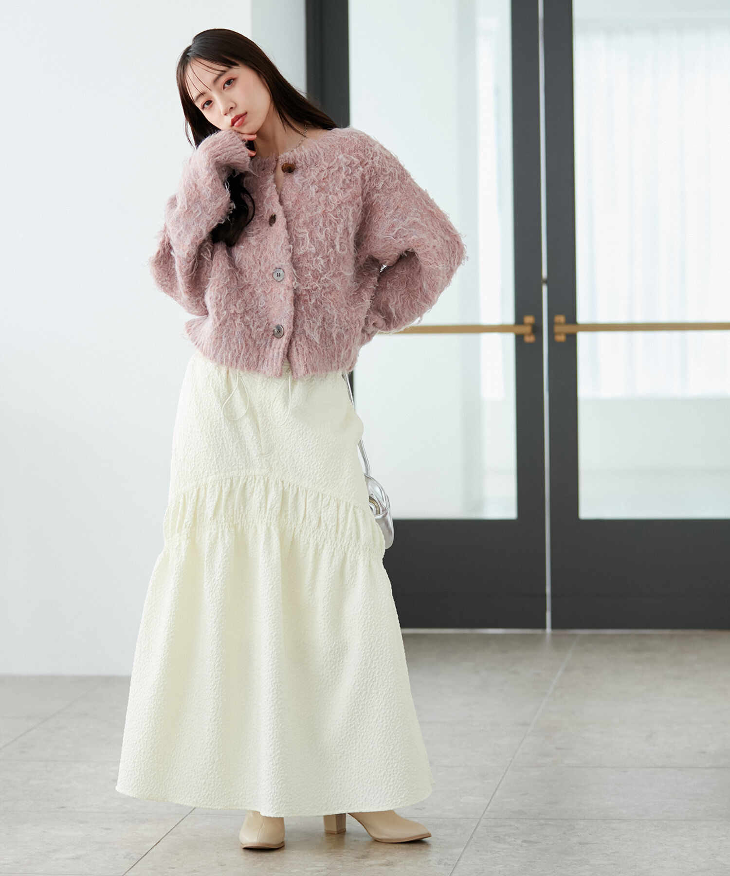 VIS「【前後2WAY】毛混くるくるシャギーカーディガン」|カーディガン|