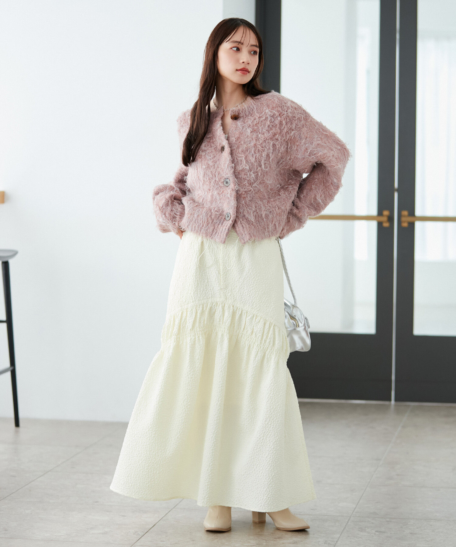 VIS「【前後2WAY】毛混くるくるシャギーカーディガン」|カーディガン|