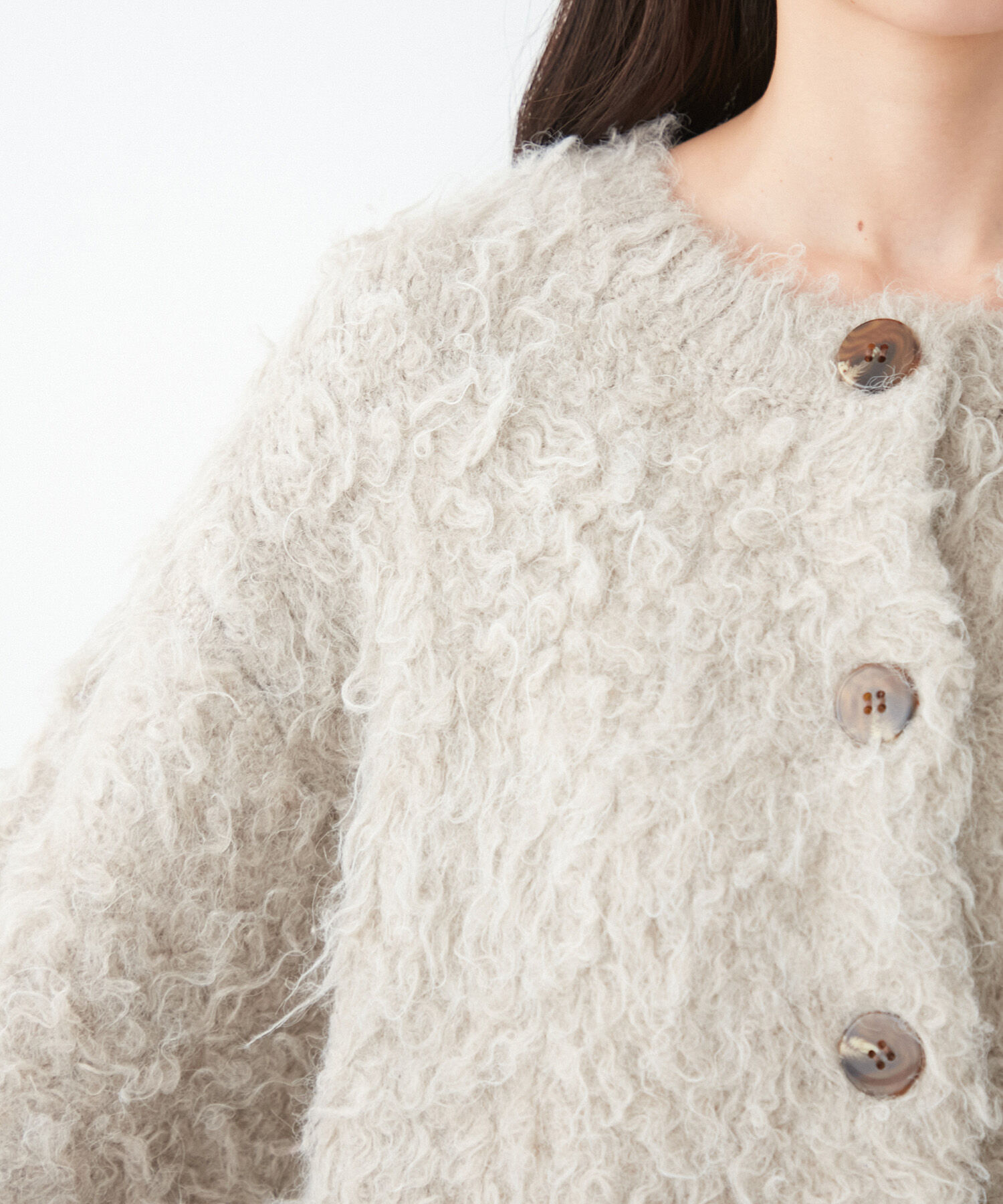 VIS「【前後2WAY】毛混くるくるシャギーカーディガン」|カーディガン|