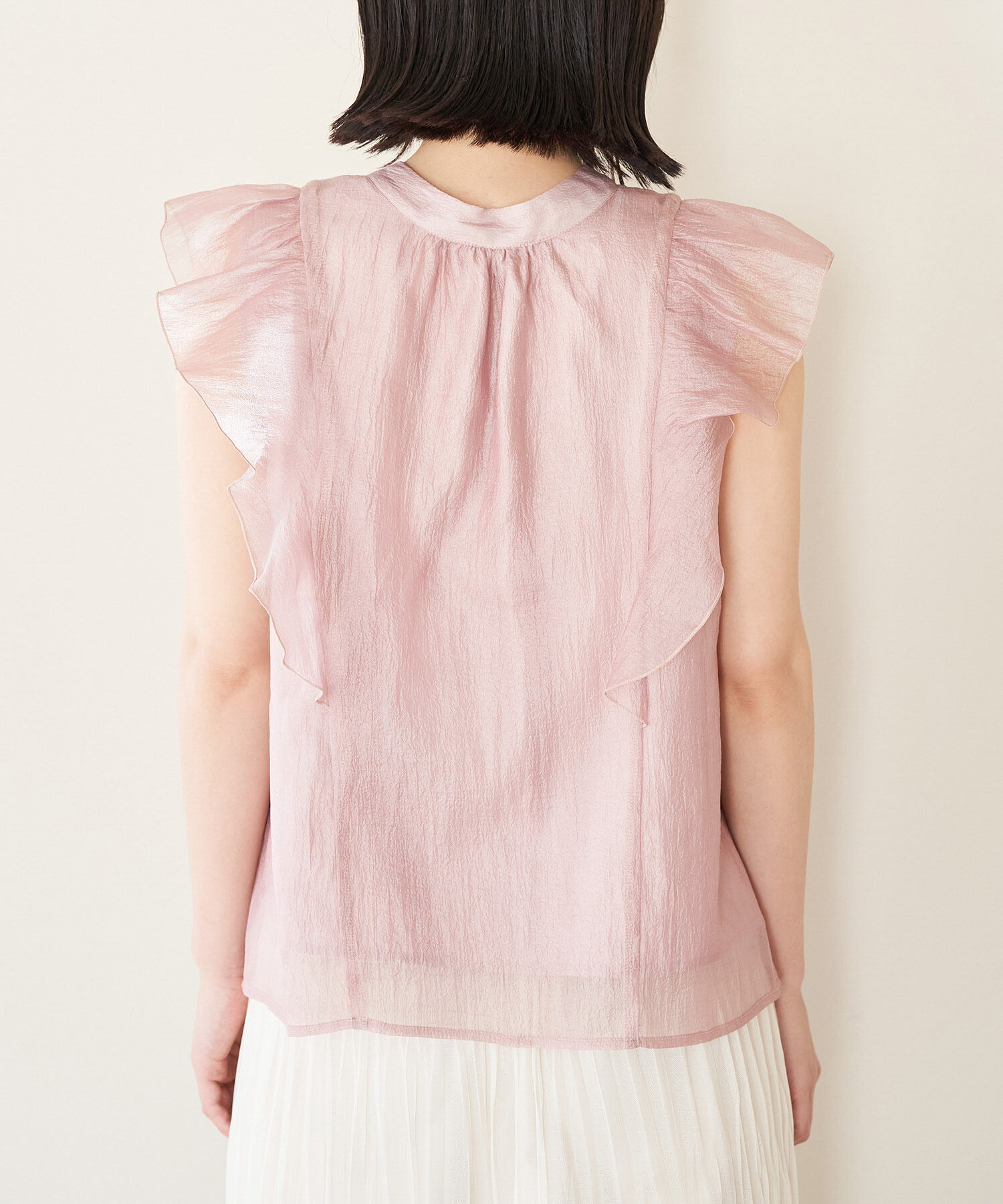 VIS「【新色追加】シャイニーボウタイフリルブラウス【前後2WAY】【洗える】」|シャツ・ブラウス|