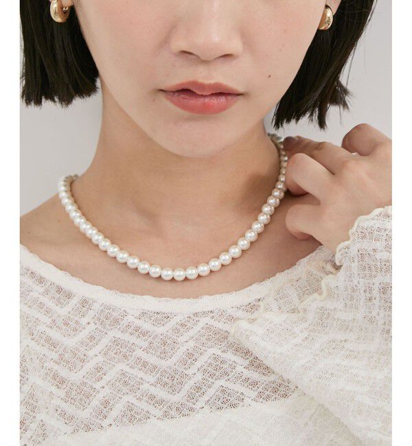 VIS「ベロアリボンガラスパールネックレス」|ネックレス|