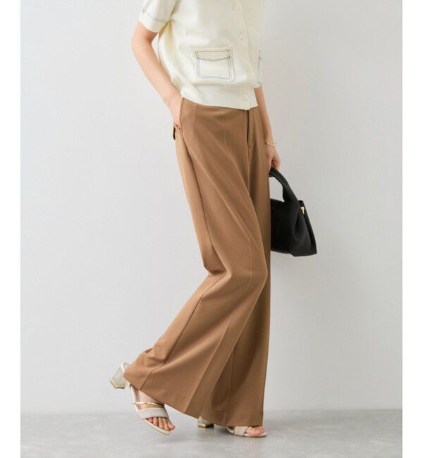 VIS「カットジョーゼットフレアパンツ/イージーケア」|チノ|
