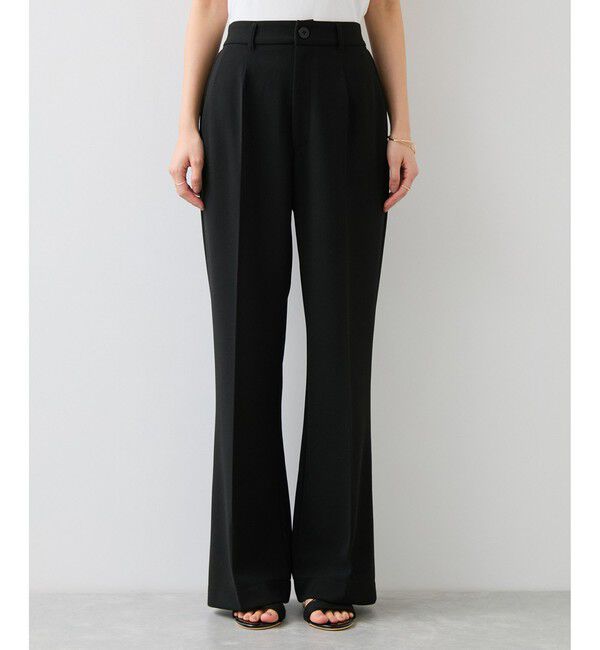 VIS「カットジョーゼットフレアパンツ/イージーケア」|チノ|